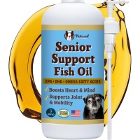 Natural Dog Company Omega 3 Fish Oil for Senior Dogs Supplement – Support Mobility, Skin, Coat, Heart & Brain, with Turmeric, Salmon & Fish Oil for Aging Dogs, Liquid Canine Supplement, 16oz