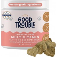 Good Trouble Pets Complete Care Dog Multivitamin, Ashwagandha, Biotin, Yucca, Glucosamine Chondroitin, Probiotics, Omega Fish Oil - Dog Supplements & Vitamins for Joint, Heart, and Immune Health